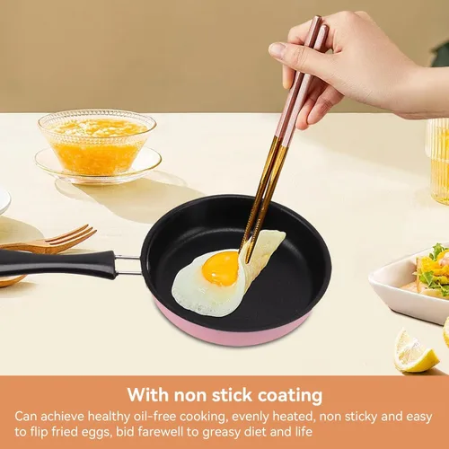 Miniatura 5 de HERCHR Mini sartén antiadherente para huevos de 5 pulgadas, sartén pequeña antiadherente para freír huevos pequeños, color rosa