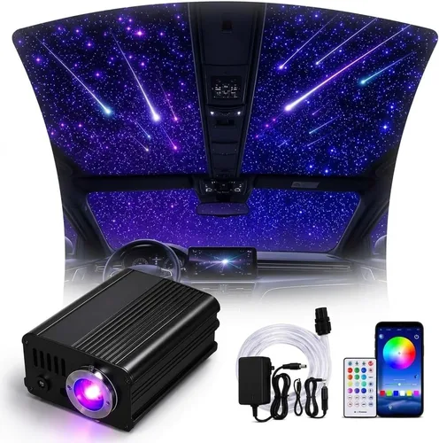 Miniatura 13 de Kit de luces de estrella para techo GEARPASS, kit de luces de estrella para techo, 600 piezas de 0.03 pulgadas 9.8 pies de fibra óptica para techo