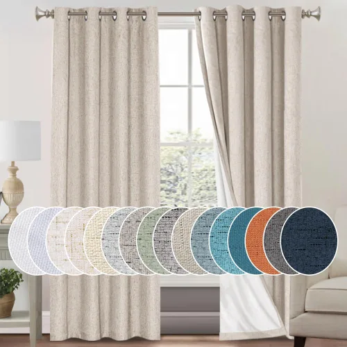 Miniatura 115 de Primitive - Cortinas opacas 100 % de lino texturizado natural para dormitorio, sala de estar, cortinas para ahorra energía, tela de arpillera