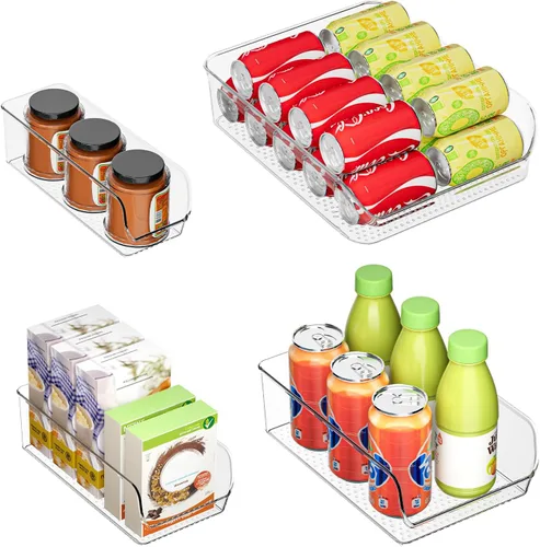 Miniatura 12 de Ettori Organizador de botellas de agua, paquete de 2 cubos organizadores de refrigerador y contenedores de almacenamiento transparentes