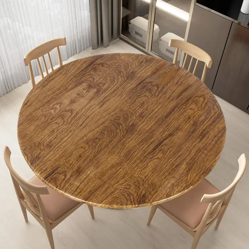 Miniatura 14 de LUSHVIDA - Mantel para mesa redonda impermeable y con borde elástico, de vinilo, ajustable a la mesa, mantel de plástico con borde elástico