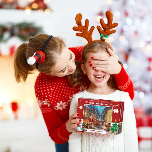 Miniatura 5 de Rompecabezas de Navidad de 500 piezas para adultos, rompecabezas para niños de 8 a 10 años en adelante, divertidos juegos familiares de dificultad