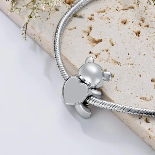 Miniatura 5 de LONAGO Abalorio de fotos personalizado para pulsera de plata de ley personalizable para regalo para mujeres y niñas, Plata esterlina, Circonita