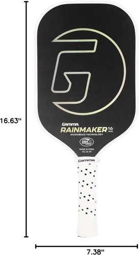 Miniatura 7 de GAMMA Rainmaker - Paleta de pickleball ligera, grande, cara de fibra de carbono de microcuentas para mayor giro y control, peso de giro Negro