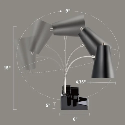 Miniatura 6 de Lámparas de escritorio pequeñas para oficina en casa, lámpara de mesa con puerto USB y tomacorriente, lámpara de escritorio con soporte