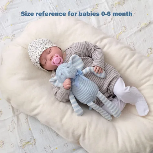Miniatura 5 de FLUFFYFUN Elefante de Peluche 100% Algodón Orgánico para Bebé 18 cm Suave Juguetito Azul para Recién Nacido Elefante Azul