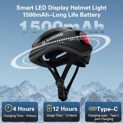 Miniatura 5 de Casco de bicicleta, programa de aplicación inteligente, casco de bicicleta con luz recargable USB, luz trasera de montaña para adultos y hombres