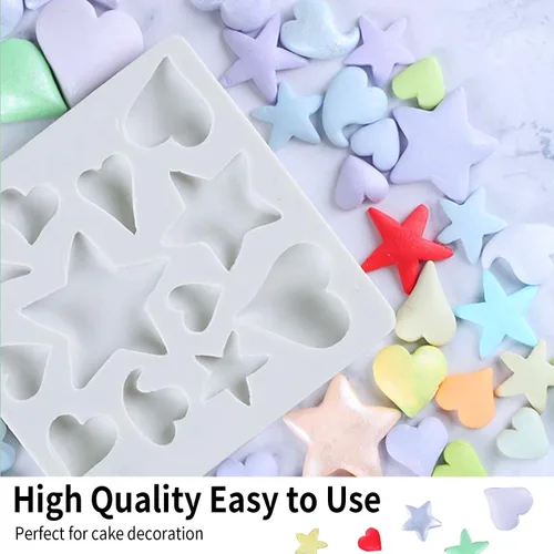 Miniatura 3 de KALAIEN 2 moldes de silicona con forma de corazón 3D con forma de corazón, pasta de goma de mascar para chocolate, decoración de galletas, pasteles