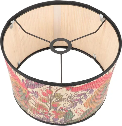 Miniatura 7 de Uonlytech Pantalla tejida de bambú de 11.81 pulgadas, pantalla de lámpara de mesa impresa para dormitorio, comedor, decoración de reemplazo