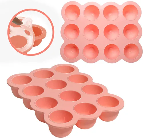 Miniatura 8 de Bandeja congelador de alimentos para bebés de 6 x 3 onzas con clip en la tapa, verde brillante, moldes para congelador a prueba de fugas, contenedor