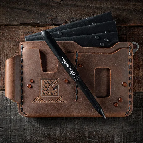 Miniatura 4 de Rite in the Rain SHERPA - Kit de cartera de cuero genuino para cuadernos, 6.875 x 3.75 pulgadas. Incluye un bolígrafo de bolsillo EDC y un paquete