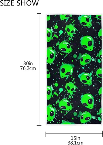 Miniatura 3 de Pfrewn Toallas de baño de mano con garabatos de color verde alienígena, suaves y absorbentes, para colgar en la cocina, toalla de cocina