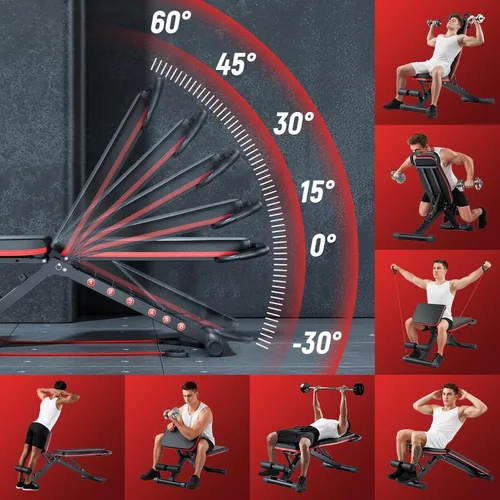 Miniatura 6 de 2026 ALSO GO New Adjustable Weight Bench, Workout Benches with Leg Extension, Foldable Incline Decline Bench Press, Roman Chair, Full Body Strength