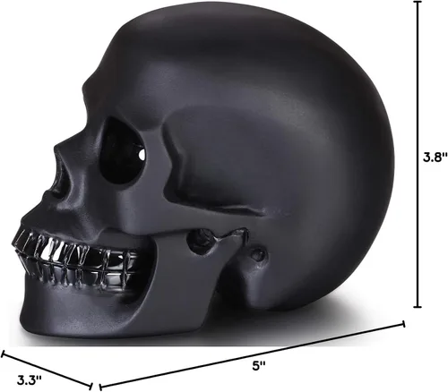 Miniatura 10 de Skullis Calavera de cristal de obsidiana negra esmerilada de 5.0 pulgadas, escultura artística de piedras preciosas talladas a mano, estatua