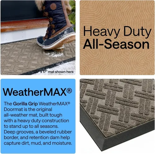 Miniatura 3 de Gorilla Grip WeatherMax - Tapete de pasillo para todas las estaciones, impermeable, 72x24 pulgadas, de goma natural, resistente a manchas, perfil