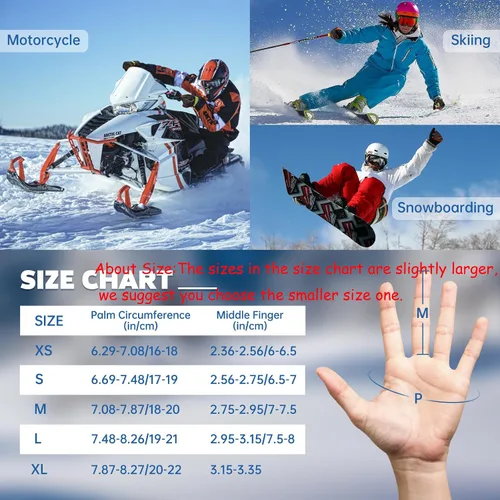 Miniatura 6 de Guantes de esquí, guantes de nieve impermeables para pantalla táctil, guantes de invierno cálidos para clima frío, guantes térmicos de snowboard