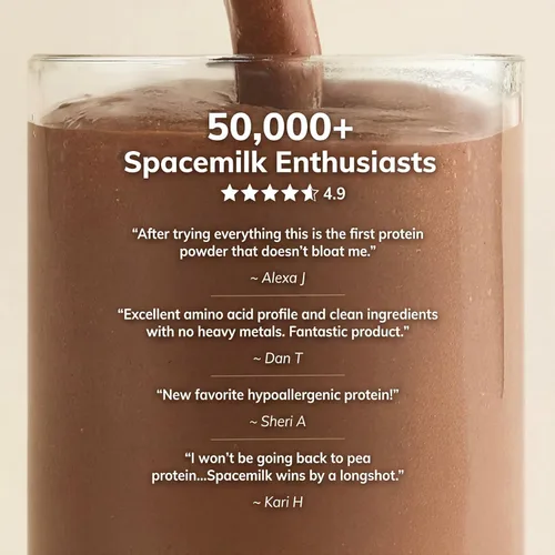 Miniatura 7 de Spacemilk Chocolate Mousse - Proteína vegana en polvo, 0.71 onzas de proteína completa, PDCAAS 1.0, cero azúcar, sin alérgenos, sin lácteos, sin