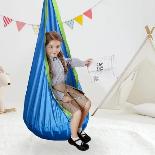 Miniatura 6 de Asiento de columpio para niños, silla hamaca colgante para interiores y exteriores para niños, suave y segura con alta capacidad de peso, fácil