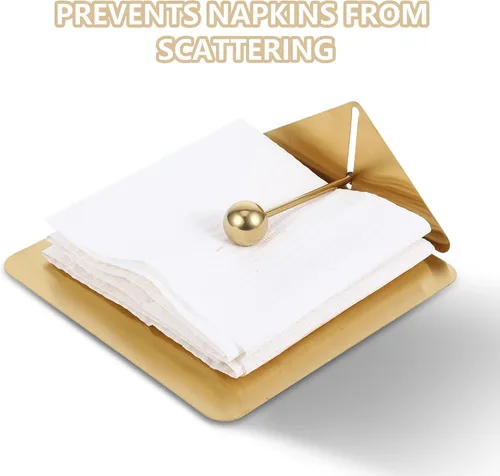 Miniatura 8 de Mikinona Golden Stainless Steel Napkin Holder Large Flat Napkin Dispenser with Weighted Arm for Dining Table, Kitchen, Bathroom, Farmhouse and