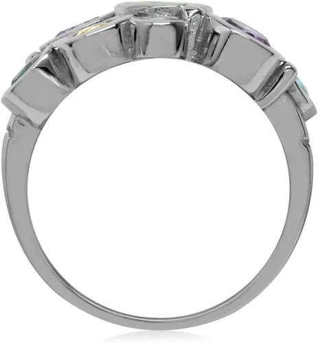 Miniatura 3 de Silvershake Juego de anillos de plata de ley 925 chapados en oro blanco con piedras preciosas para mujer