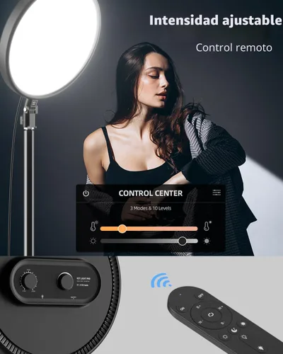 Miniatura 4 de TODI - Anillo de luz grande con soporte de 79 pulgadas, anillo de luz selfie de pantalla completa de 6500K con soporte y soporte para teléfono