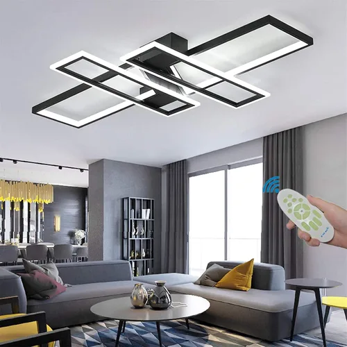 Miniatura 12 de SMG Moderna lámpara de techo LED para dormitorio, lámpara LED regulable de 35 pulgadas, lámpara de techo de diseño cuadrado de montaje empotrado