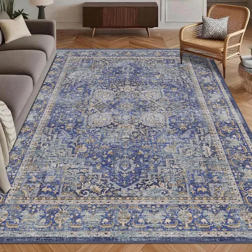 Miniatura 22 de Alfombra de Área Lavable 2'6'' x 8' Alfombra Persa Tradicional Vintage - Alfombra Plegable Desgastada Antideslizante Lavable a Máquina para Sala