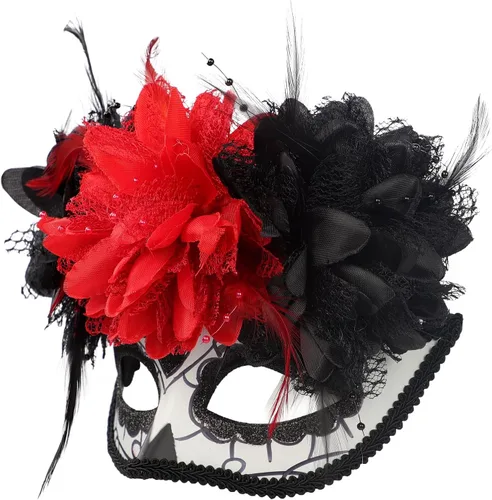 Miniatura 3 de GREUS Máscara de calavera de azúcar para mujer, máscara del Día de los Muertos mexicano, máscaras de flores para disfraz de Halloween, fiesta