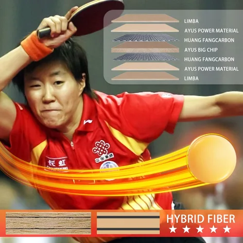 Miniatura 3 de YAN-Long - Raqueta de ping pong profesional, raqueta de tenis de mesa de carbono arilato incorporada, para jugadores intermediarios y avanzados