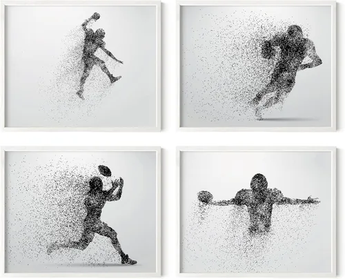 Miniatura 37 de Impresiones artísticas de fútbol americano para pared, juego de 5 (8x10) carteles de fútbol americano sin marco, decoración de sala de fútbol Niños