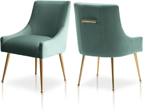 Miniatura 23 de Sillas de comedor modernas, sillas de comedor tapizadas en terciopelo con patas doradas, juego de 2 sillas de acento con capitoné para sala de Beige