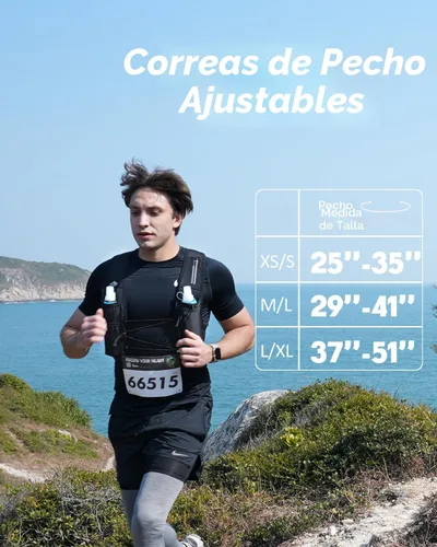 Miniatura 6 de Zelvot Chaleco de correr para mujeres y hombres, patente original de Estados Unidos, correas ajustables para el pecho, chaleco de hidratación