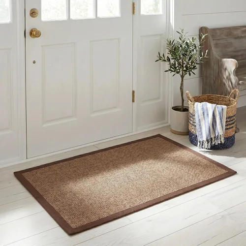 Miniatura 39 de Alfombra de sisal Safavieh, de color maíz y negro, tejida a mano, de la colección de fibras naturales; 5 x 8 pulgadas, NF441A, Tela, Gris / Gris