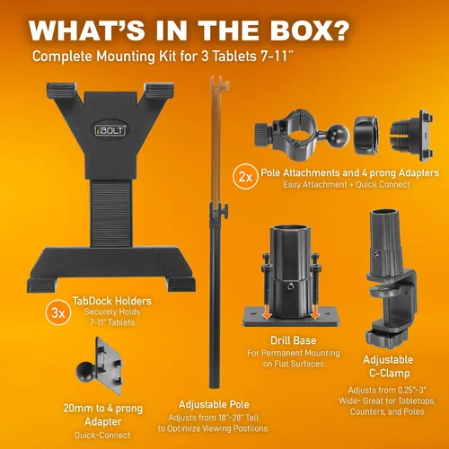 Miniatura 8 de iBOLT Tablet Tower - Soporte de abrazadera para punto de compra/POS, con 3 soportes TabDock perfecto para múltiples aplicaciones de entrega