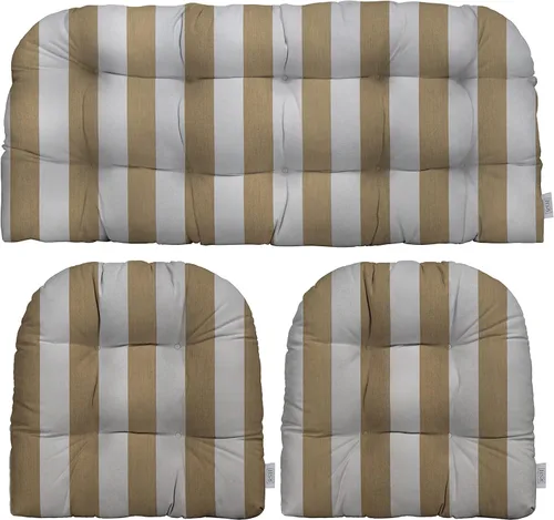 Miniatura 117 de RSH DECOR: Sunbrella 3-Piece Tufted Wicker Cushion Set 44" x 22" & 22" x 22" Outdoor Loveseat & U-Shaped Seat Cushions Crafted with