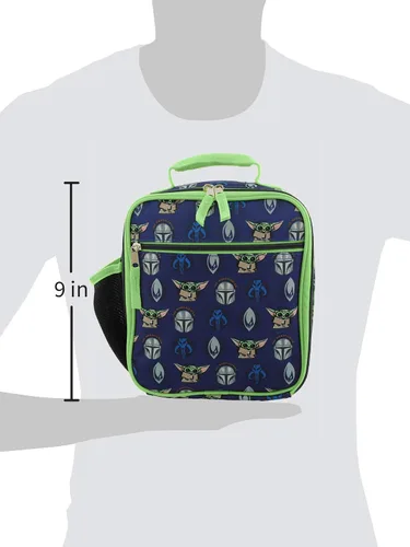 Miniatura 2 de Star Wars Mandalorian Baby Yoda - Lonchera escolar con aislamiento suave para niños y niñas (tamaño único, azul/verde)