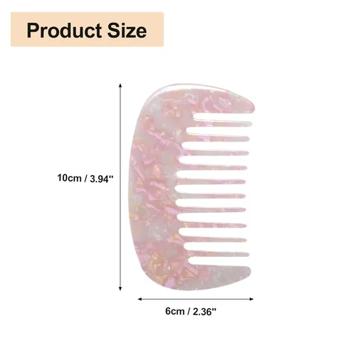 Miniatura 4 de VOCOSTE Peine de dientes anchos para mujer, tamaño de bolsillo antiestático para cabello rizado grueso, de viaje y mini peine para cabello húmedo