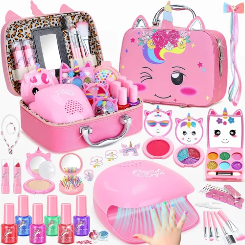 Miniatura 8 de PERRYHOME Kit de maquillaje para niños para niña, cosmético lavable real congelado, juguetes congelados no tóxicos, juego de uñas para niños