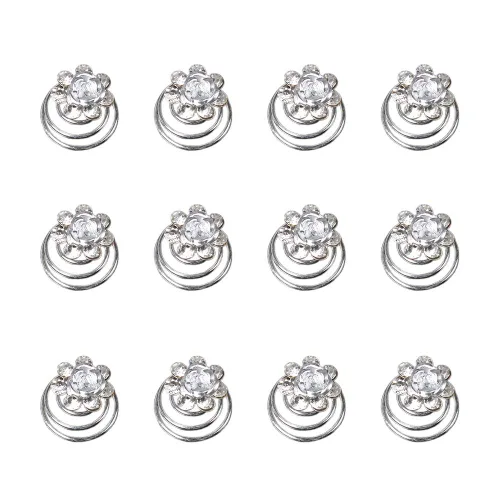 Miniatura 11 de Vpang 12 horquillas en espiral para el cabello, espirales, espirales, pinzas para el cabello para boda, novia, diamantes de imitación de perla, Tipo