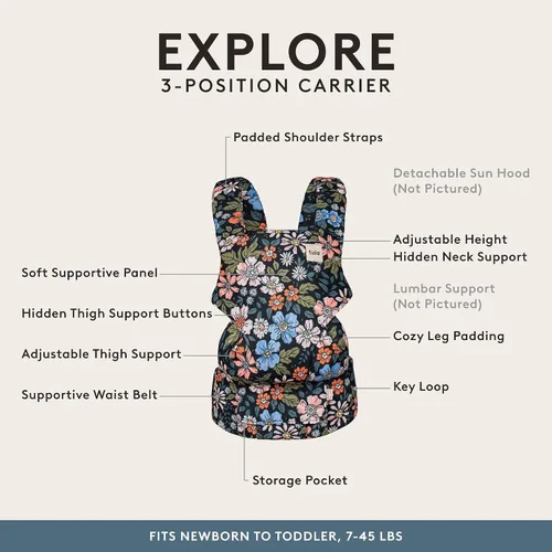 Miniatura 3 de Portabebés Tula Explore - Portabebés transpirable para recién nacido a niño pequeño - Portabebés ajustable para niños pequeños - Múltiples Olivia