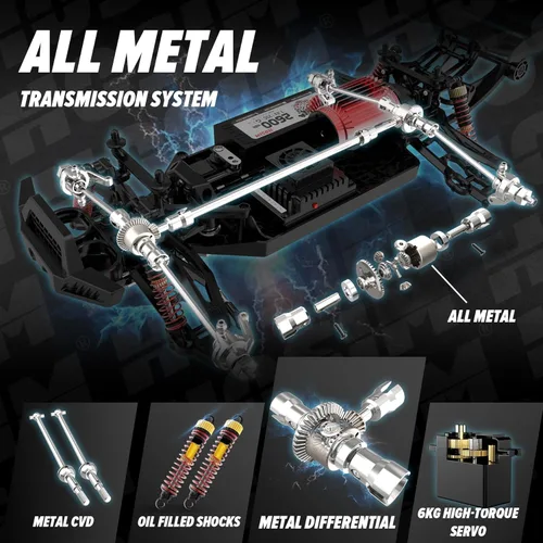 Miniatura 6 de Hosim Autos RC todoterreno de 1/10 rápidos 42.3 mi/h, auto eléctrico RTR sin escobillas para adultos, auto de control remoto de alta velocidad, Gris