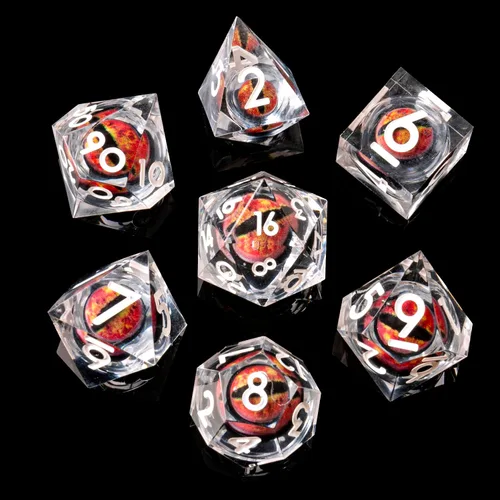 Miniatura 23 de DND Juego de dados de 8 piezas con ojo de dragón extra D20-Beholder's Eye Liquid Core Sharp Edge Resina poliédrica hecha a mano 2 × D20 D4 D6 D8 D10