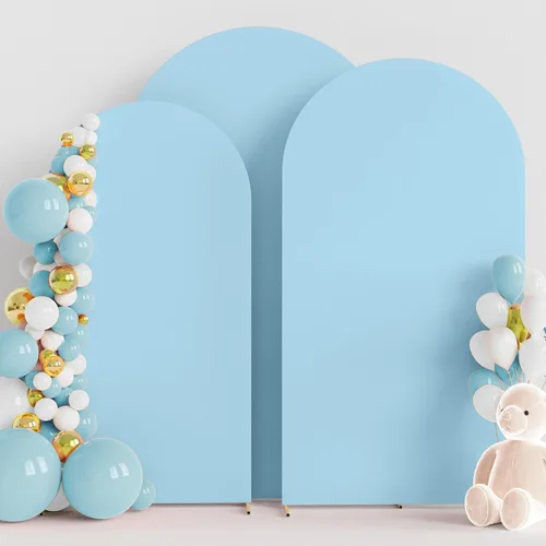Miniatura 19 de Wokceer Juego de 3 fundas de arco de boda de elastano ajustadas para arco de boda para parte superior redonda, soporte de arco de Chiara para Beige