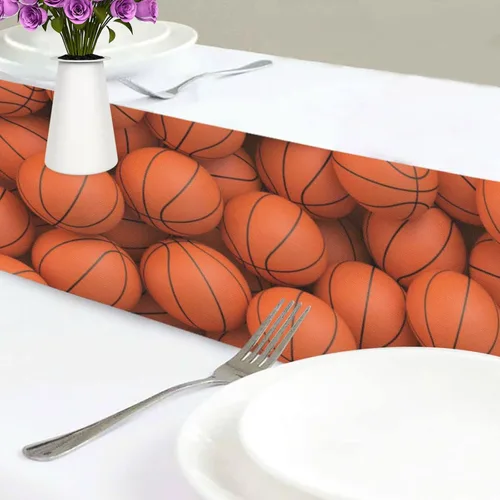 Miniatura 6 de Camino de mesa de baloncesto deportivo para cocina, comedor, fiesta, vacaciones, boda, decoración del hogar, interior y exterior, 13 x 70 pulgadas