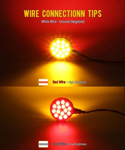 Miniatura 3 de Partsam 2 luces de pedestal redondas cromadas de doble cara de 3 pulgadas, color rojo/ámbar, 30 LED selladas, lente transparente, montaje