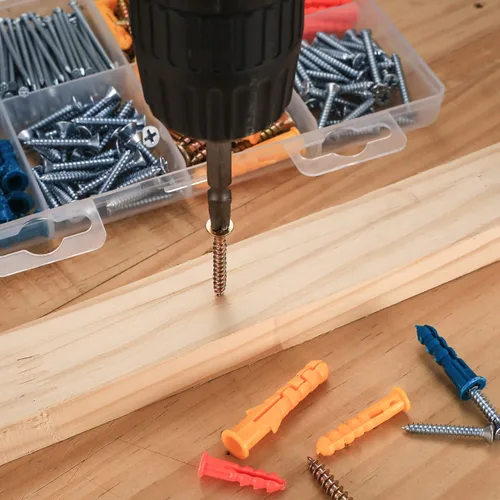 Miniatura 6 de Juego de 360 tapones y tornillos de pared, kit surtido de tornillos y clavos para paneles de yeso, tornillos autorroscantes de cabeza plana, tapones