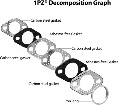 Miniatura 2 de 1PZ EGS-M27 Junta de escape para GY6 49cc 50cc 70cc 90cc 110cc 125cc 150cc Scooter Ciclomotor Motocicleta Go Kart ATV Quad 4Wheeler Buggy de dunas