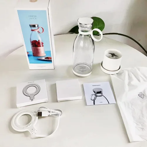 Miniatura 8 de Licuadora portátil de jugo, licuadora de jugo fresco, exprimidor eléctrico portátil inalámbrico de 11.8 fl oz, licuadora de jugo fresco portátil