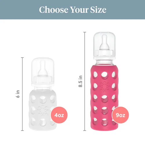 Miniatura 7 de Lifefactory Biberón de vidrio de 9 onzas con pezón etapa 2 y funda protectora de silicona frambuesa