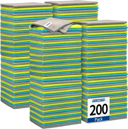 Miniatura 12 de FIXSMITH Paño de limpieza de microfibra, paquete de 12, toallas multifuncionales, tamaño: 12 x 16 pulgadas, trapos altamente absorbentes, sin 3